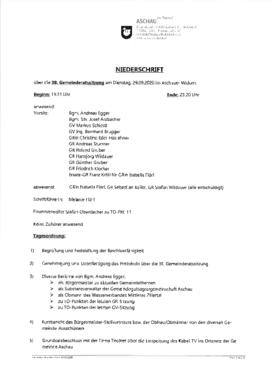 
Gemeinderatssitzung - Niederschrift
