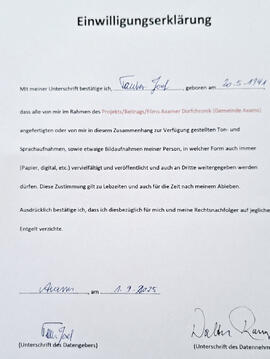 Tauber Pepi-Einwilligung