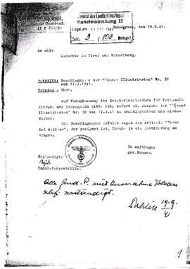 Gestapo Ibk. Beschlagnahme Wiener Illustrierte Nr.38