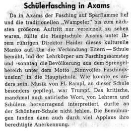 Zeitungsbericht "Fasching"