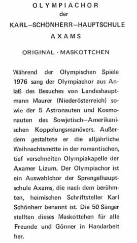 Olympiachor-Maskottchen Beipack-Story