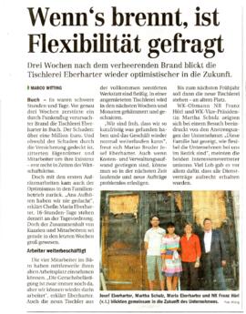 Tischlerei Eberharter nach dem Brand