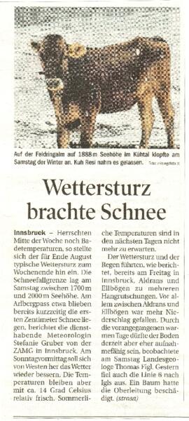 Wettersturz brachte Schnee