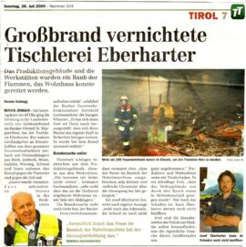 Großbrand bei Tischlerei Eberharter