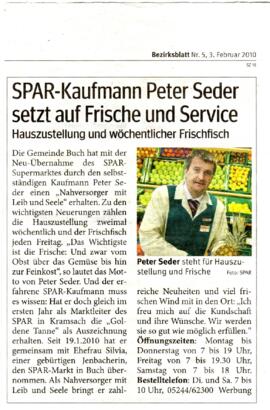 Spar-Kaufmann Peter Seder setzt auf Frische und Service.