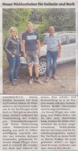 Neuer Waldaufseher für Gallzein und Buch