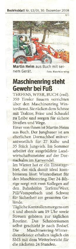 Maschinenring steht Gewehr bei Fuß