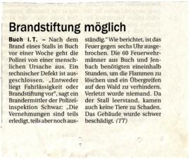 Stall komplett niedergebrannt