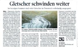 Gletscher schwinden weiter