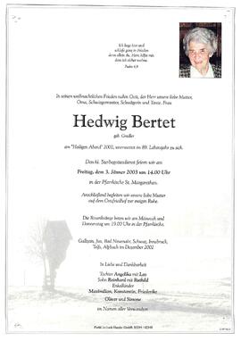 Bertet, Hedwig