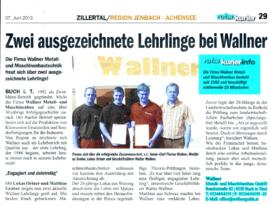 Zwei ausgezeichnete Lehrlinge bei Wallner