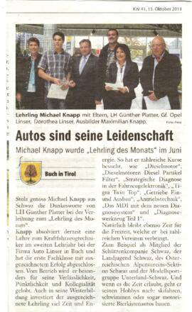 Lehrling des Monats Michael Knapp