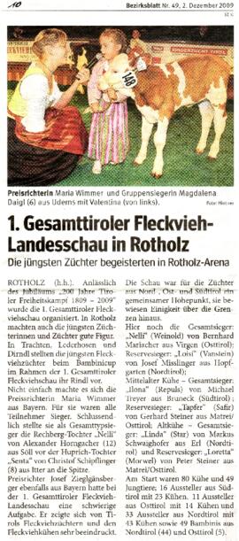 1. Gesamttiroler Fleckvieh-Landesschau in Rotholz