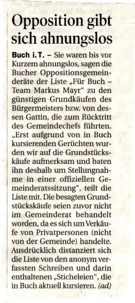 Opposition gibt sich ahnungslos