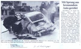 Mit Sprung aus brennenden Auto gerettet