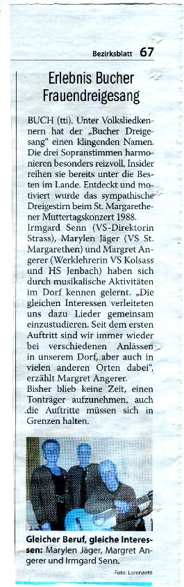 Erlebnis Bucher Frauendreigesang