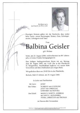 Geisler, Balbina