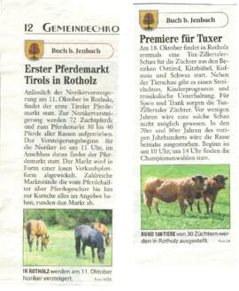 Erster Pferdemarkt Tirols in Rotholz