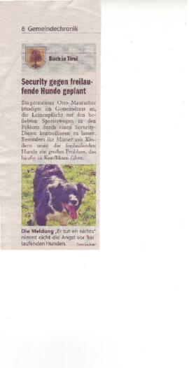 Security gegen freilaufende Hu8nde geplant