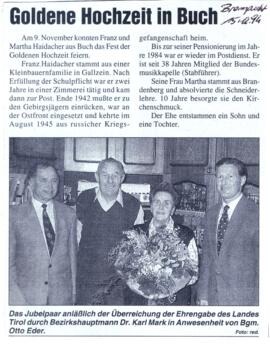 Goldene Hochzeit in Buch
