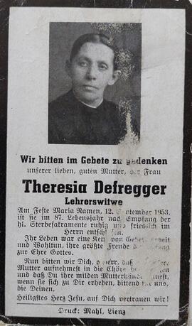 Theresia Defregger, Lehrerswitwe