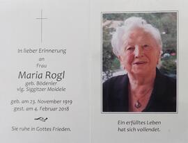 Maria Rogl, geb. Bödenler, vlg. Siggitzer Moidile