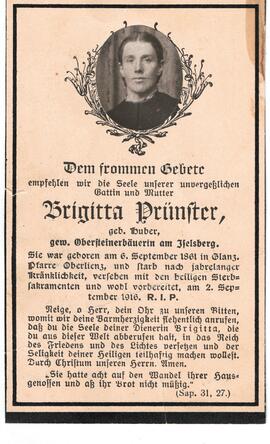 Brigitta Prünster, geb. Huber, gewesene Obersteinerbäuerin am Iselsberg