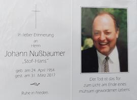 Johann Nußbaumer, &quot;Stof-Hans&quot;