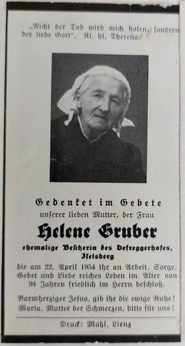 Helene Gruber, ehem. Besitzerin des Defreggerhofes, Iselsberg