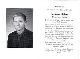 Hermann Rainer, Student der Technik