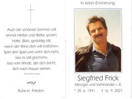 Siegfried Frick, Metzger und Viehhändler i.R.