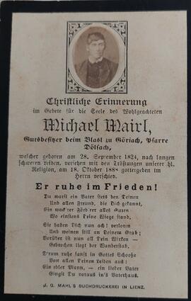 Michael Mairl, Gutsbesitzer beim Blasl zu Göriach, Pfarre Dölsach