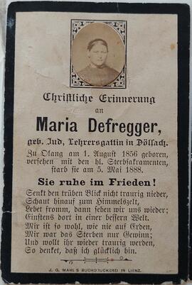 Maria Defregger, geb. Jud, Lehrersgattin in Dölsach