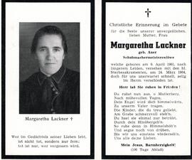 Margaretha Lackner, geb. Auer, Schuhmachermeisterswitwe