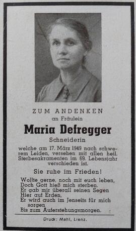 Maria Defregger, Schneiderin