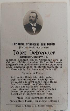 Josef Defregger, Kondukteur-Zugsführer i.R.