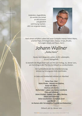 Johann Walllner, &quot;Raika Hans&quot;