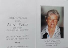 Aloisia Plautz, geb. Egger, Altbäuerin am Hanserhof