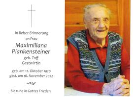 Maximiliana Plankensteiner, geb. Toff, Gastwirtin