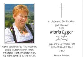 Maria Egger, vlg. Kofler, geb. Gomig
