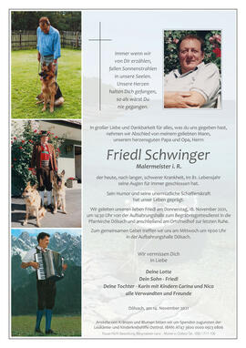 Friedl Schwinger, Malermeister i.R.