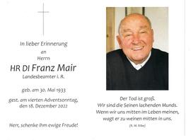 HR DI Franz Mair, Landesbeamter i. R.