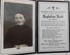 Magdalena Maier, geb. Winkler, gewesene Brenner-Bäuerin in Görtschach