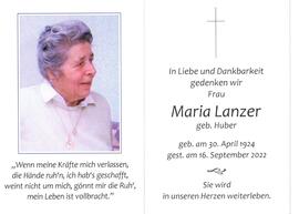 Maria Lanzer, geb. Huber