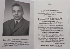Hermann Defregger, Volksschuldirektor i. R., Ehrenbürger der Gemeinde Virgen