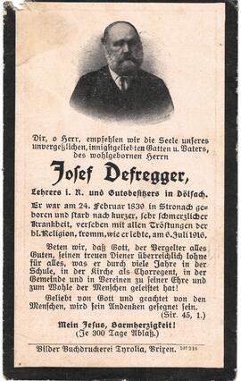 Josef Defregger, Lehrer i.R., Besitzer des Gassergutes