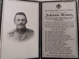 Johann Maier, Patrf. im 4. Tiroler Kaiserjäger Rgmt. und angehender Schmiedmeister in Görtschach