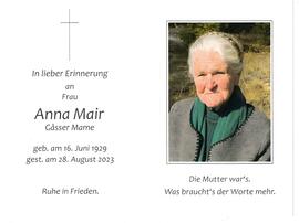 Anna Mair, Gasser Mame