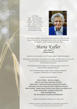 Maria Kofler, geb. Holzer, &quot;Pöschl Maridl&quot;