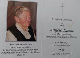 Angela Kuenz, geb. Obergantschnig, Altbäuerin beim Kuenz in Dölsach